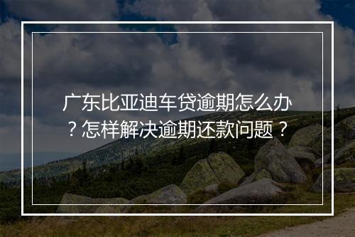 广东比亚迪车贷逾期怎么办？怎样解决逾期还款问题？