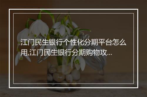 江门民生银行个性化分期平台怎么用,江门民生银行分期购物攻略