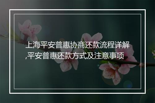 上海平安普惠协商还款流程详解,平安普惠还款方式及注意事项