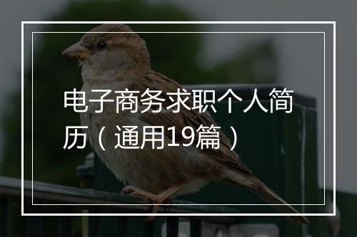 电子商务求职个人简历（通用19篇）
