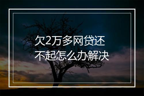 欠2万多网贷还不起怎么办解决