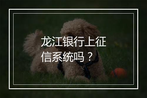 龙江银行上征信系统吗？