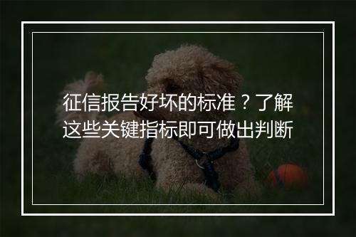 征信报告好坏的标准？了解这些关键指标即可做出判断