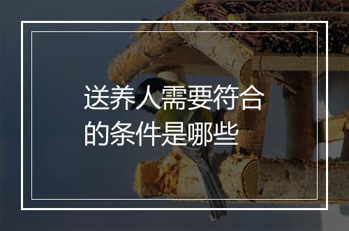 送养人需要符合的条件是哪些