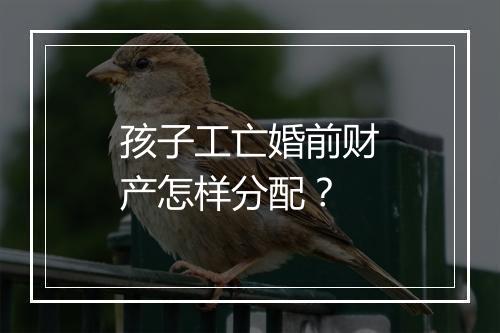 孩子工亡婚前财产怎样分配？