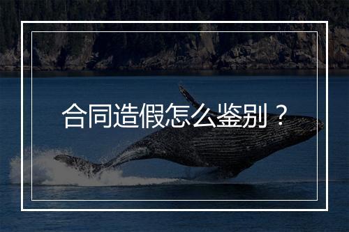 合同造假怎么鉴别？