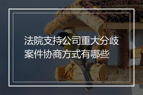 法院支持公司重大分歧案件协商方式有哪些