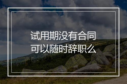 试用期没有合同可以随时辞职么