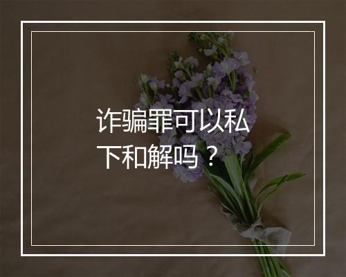 诈骗罪可以私下和解吗？
