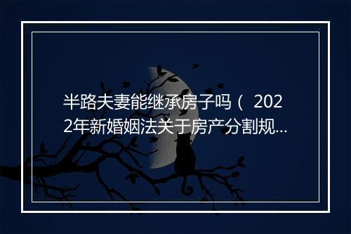 半路夫妻能继承房子吗（ 2022年新婚姻法关于房产分割规定）