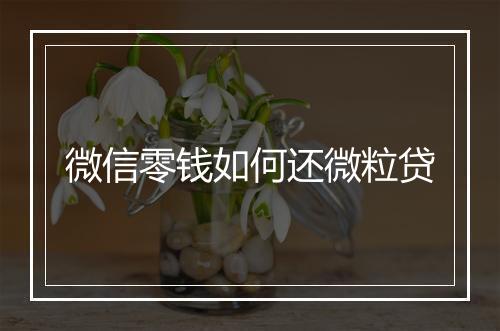 微信零钱如何还微粒贷