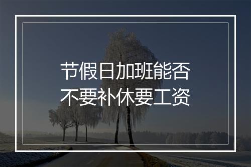 节假日加班能否不要补休要工资