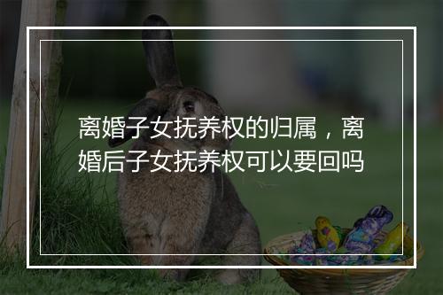 离婚子女抚养权的归属，离婚后子女抚养权可以要回吗