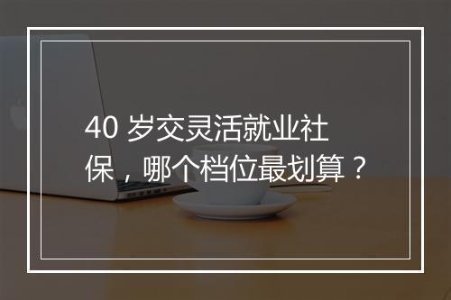 40 岁交灵活就业社保，哪个档位最划算？