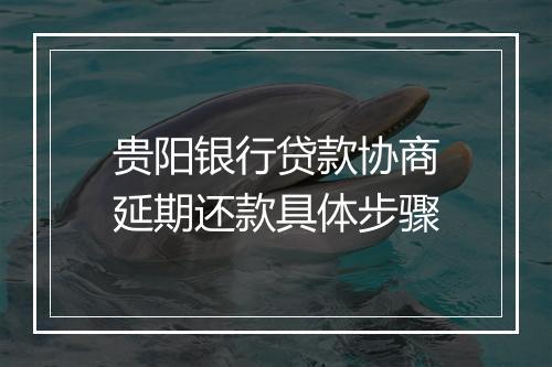 贵阳银行贷款协商延期还款具体步骤