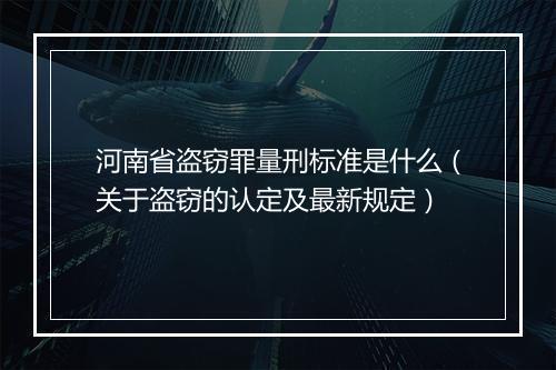 河南省盗窃罪量刑标准是什么（关于盗窃的认定及最新规定）
