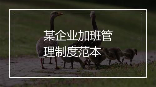 某企业加班管理制度范本