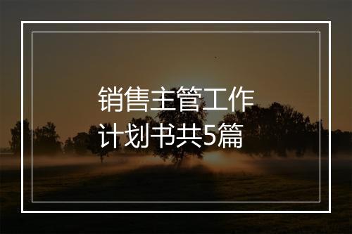 销售主管工作计划书共5篇
