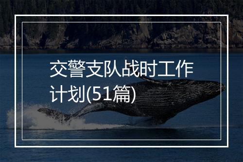 交警支队战时工作计划(51篇)