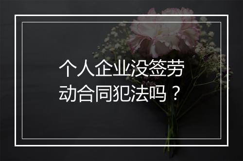 个人企业没签劳动合同犯法吗？
