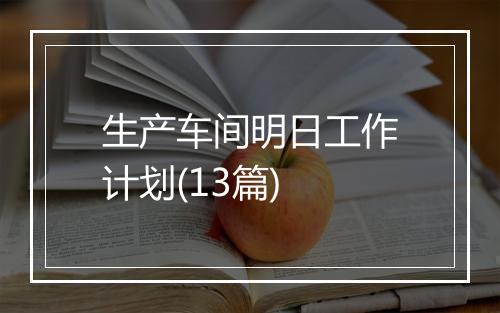 生产车间明日工作计划(13篇)