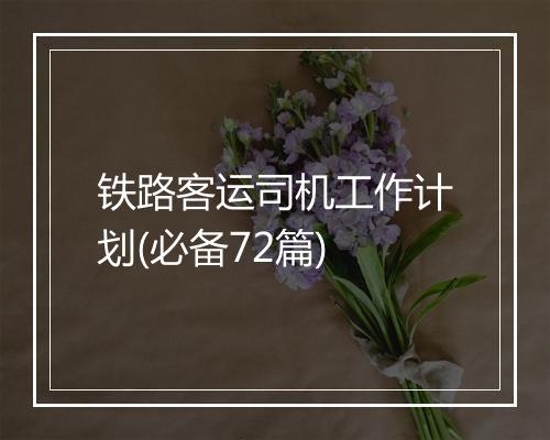 铁路客运司机工作计划(必备72篇)