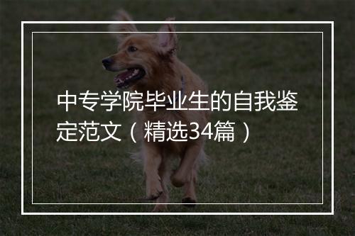 中专学院毕业生的自我鉴定范文（精选34篇）