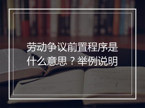 劳动争议前置程序是什么意思？举例说明