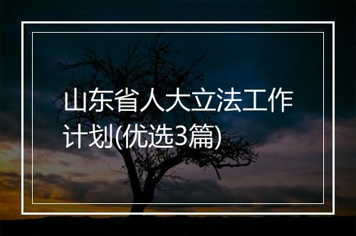 山东省人大立法工作计划(优选3篇)