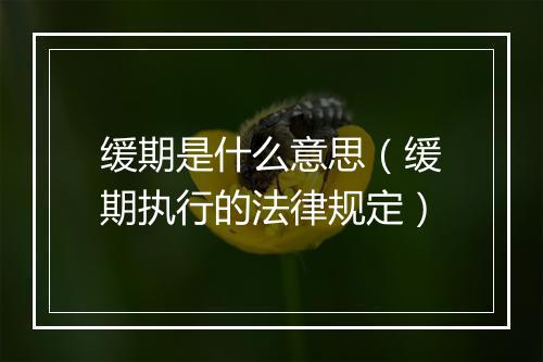 缓期是什么意思（缓期执行的法律规定）