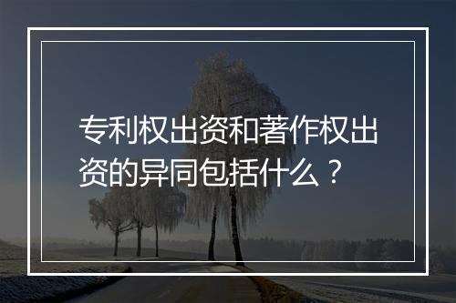 专利权出资和著作权出资的异同包括什么？