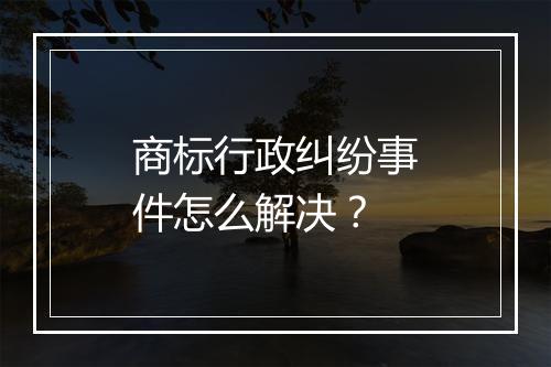 商标行政纠纷事件怎么解决？