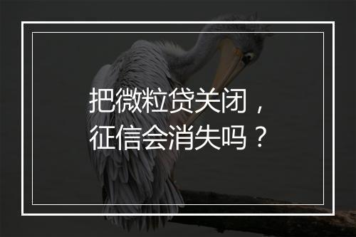 把微粒贷关闭，征信会消失吗？