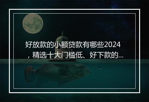 好放款的小额贷款有哪些2024，精选十大门槛低、好下款的借款平台