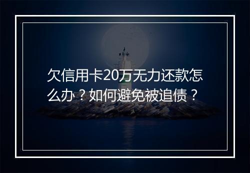 欠信用卡20万无力还款怎么办？如何避免被追债？