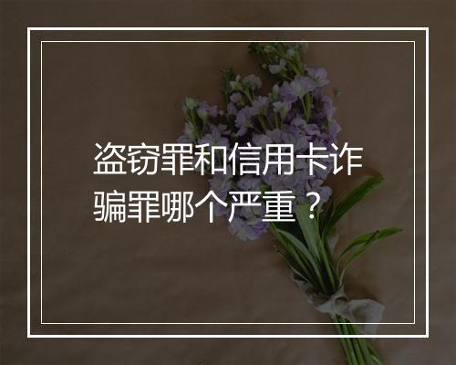 盗窃罪和信用卡诈骗罪哪个严重？