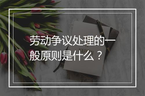 劳动争议处理的一般原则是什么？