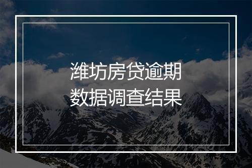 潍坊房贷逾期数据调查结果