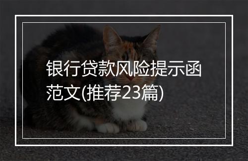 银行贷款风险提示函范文(推荐23篇)