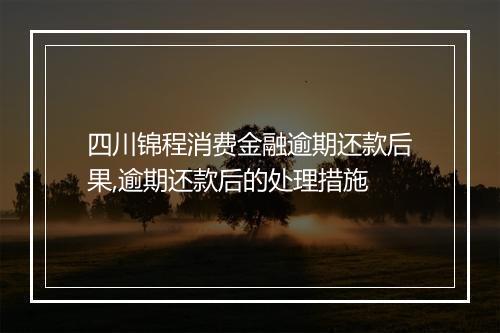 四川锦程消费金融逾期还款后果,逾期还款后的处理措施