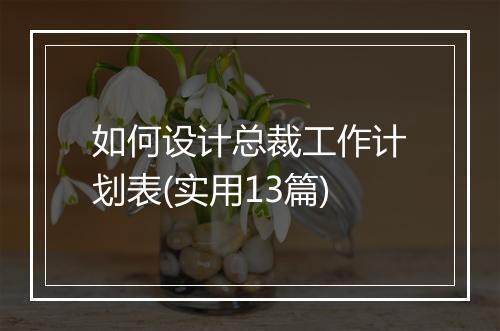 如何设计总裁工作计划表(实用13篇)