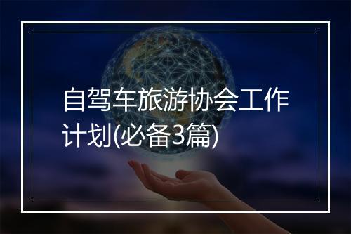 自驾车旅游协会工作计划(必备3篇)