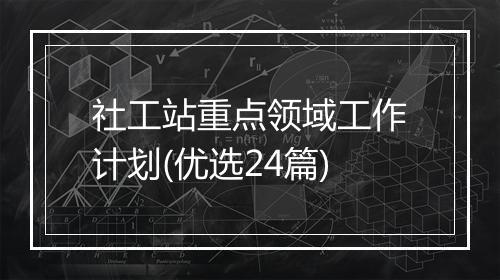 社工站重点领域工作计划(优选24篇)