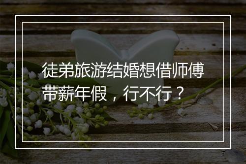 徒弟旅游结婚想借师傅带薪年假，行不行？