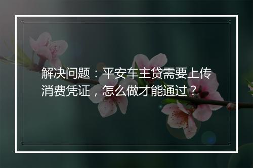 解决问题：平安车主贷需要上传消费凭证，怎么做才能通过？