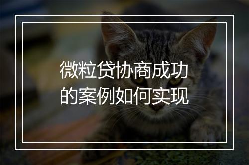 微粒贷协商成功的案例如何实现