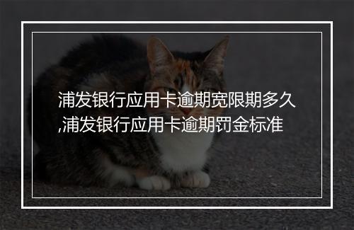 浦发银行应用卡逾期宽限期多久,浦发银行应用卡逾期罚金标准