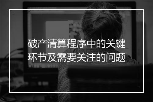破产清算程序中的关键环节及需要关注的问题