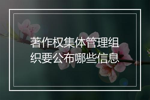 著作权集体管理组织要公布哪些信息