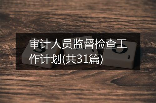 审计人员监督检查工作计划(共31篇)